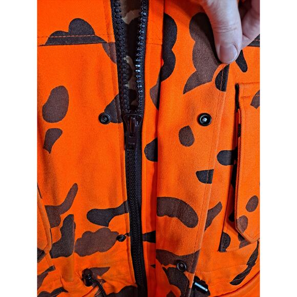 10x Men's Orange Camo Hooded Gore-Tex Full Zip Reversible Hunting Jacket Size M - Picture 3 of 16